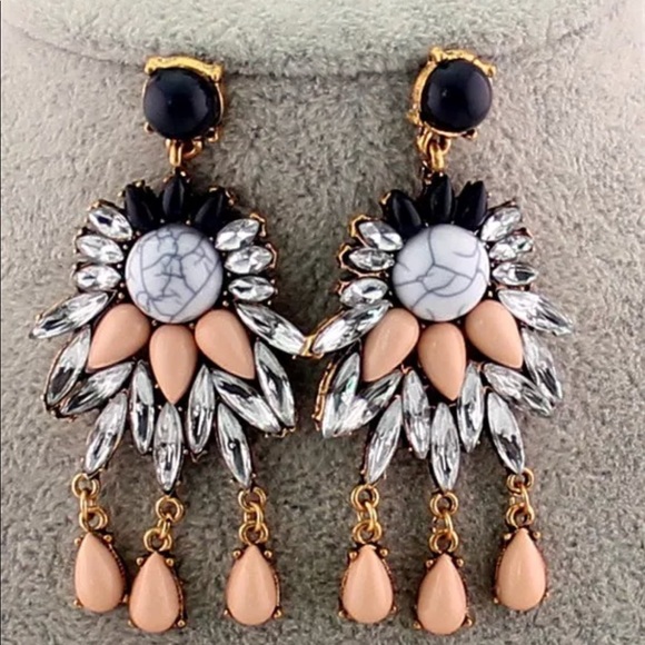 Jewelry - 💎Stunning Pink Marble Rhinestone Dangle Earrings